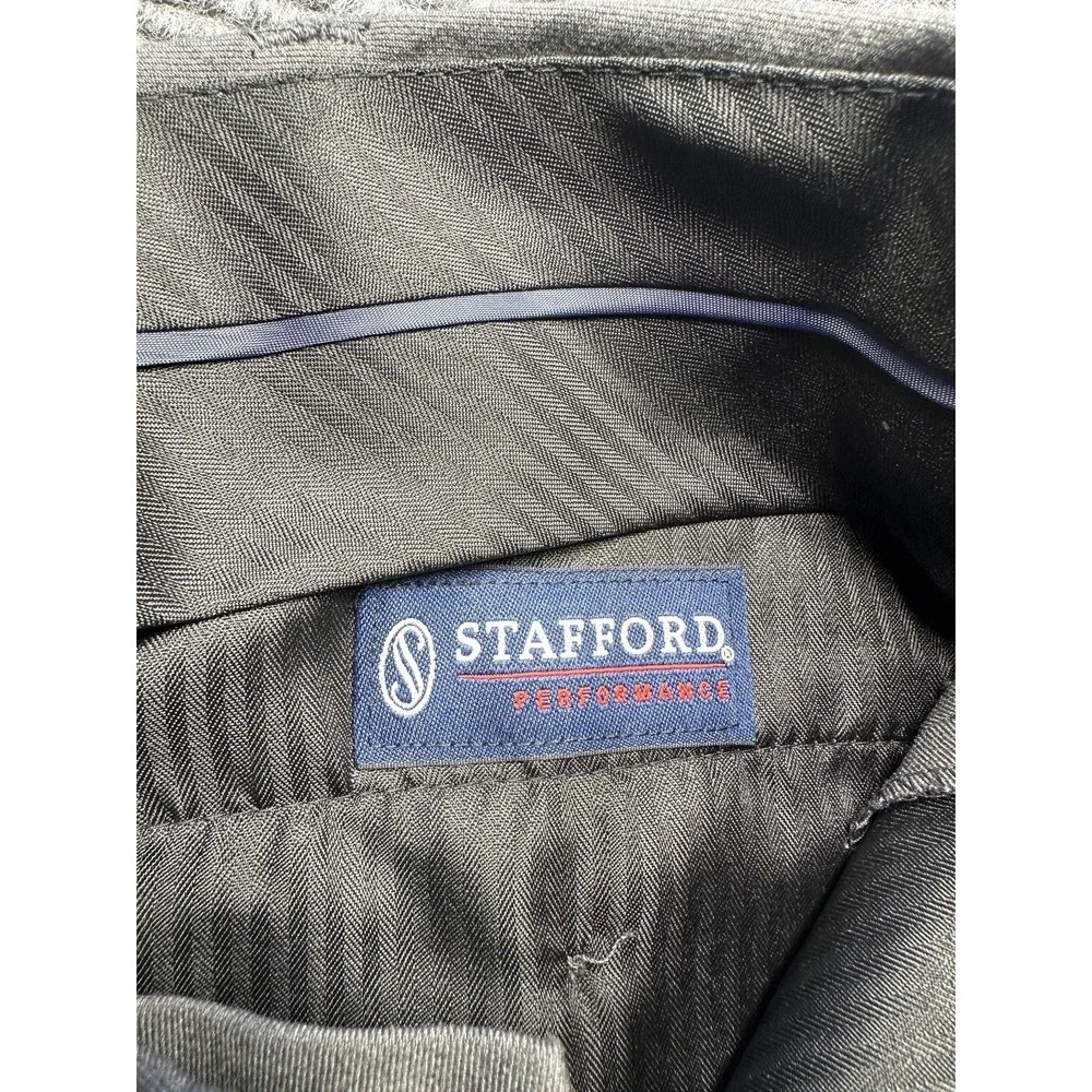 Stafford Pants Mens 34x32 Gray‎ Classic Fit Flat Front Micro Twill Performance